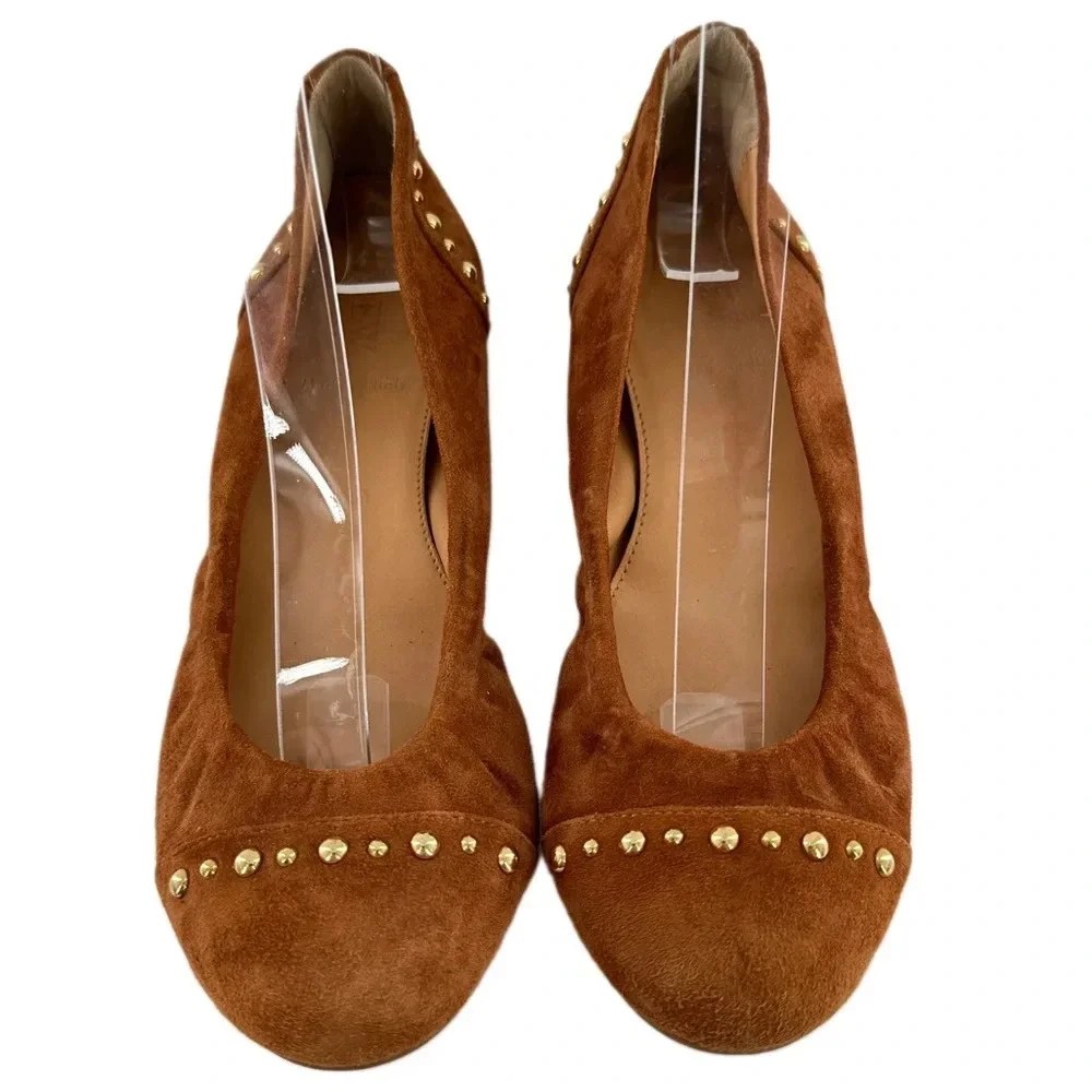 J crew womens ballet flats size 6.5 brown Italian suede  hidden wedges